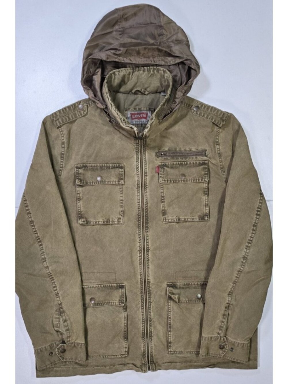 Levi's Full Zip Hidden Hood Lined Outdoor Utility Field Barn Jacket Coat Men's L